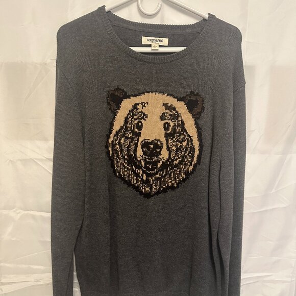 Goodthreads, Grey with Bear Design, Mens Large Pullover Sweater. - Picture 1 of 5